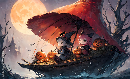 majestic cute loli girl in witch costume, Halloween,  anime , girl cute witch pumpkin, baby witch cute cartoon, bright, beautiful, splash, fantasy, Glittering, cute and adorable,  gothic lolita
