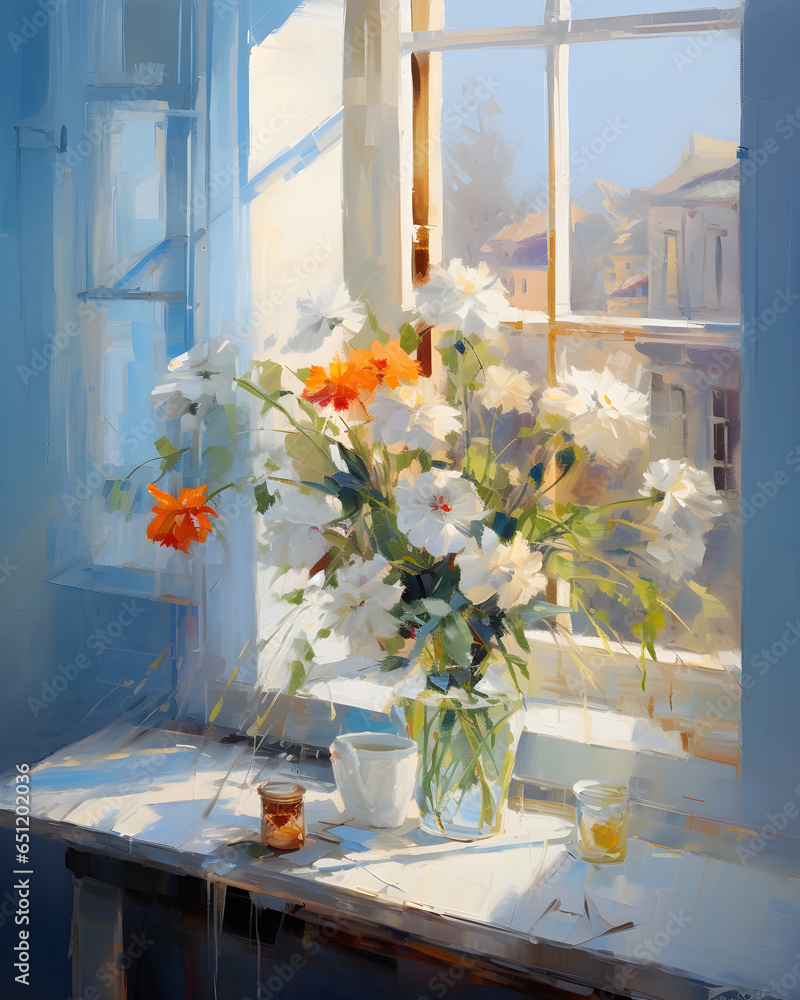 flowers in vase on the table flowers in vase on the table