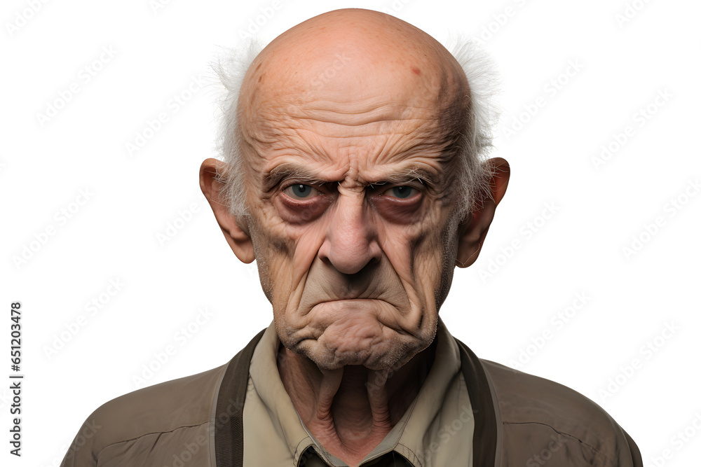 Portrait of angry elderly man isolated on white background. Portrait of angry elderly man isolated on white background.