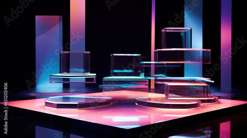 Surrealism 3D Product Podium Stage with Floating Object Holographic Elements