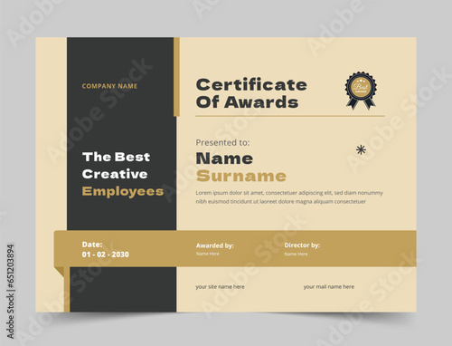 Blue Appreciation and Achievement Certificate Template Design, Clean modern certificate, Diploma Certificate vector template, achievement certificate with badge