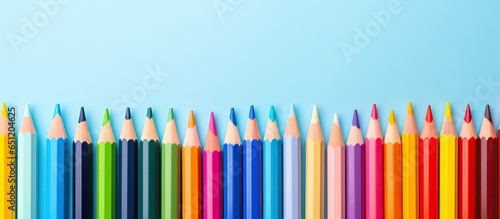 colorful office decor with pencil crayon style isolated pastel background Copy space