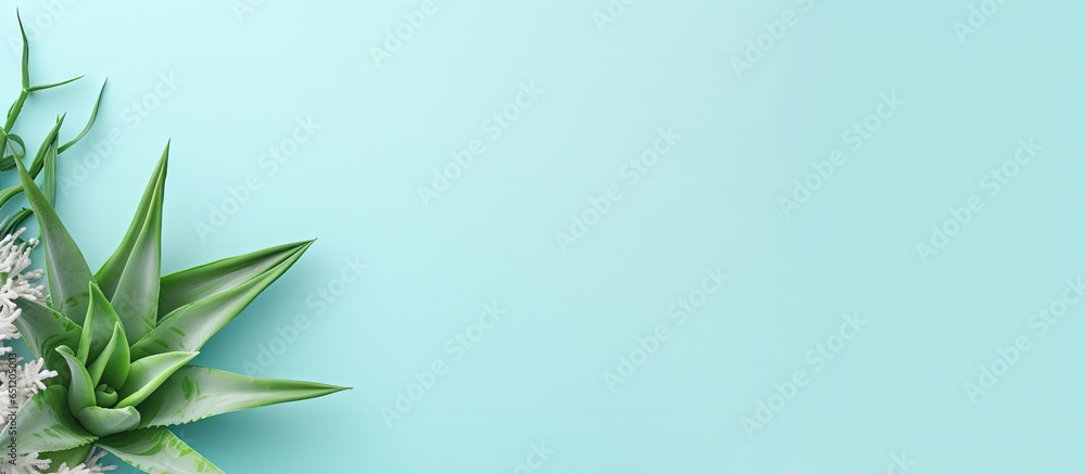 Fresh Aloe vera on isolated pastel background Copy space Fresh Aloe vera on isolated pastel background Copy space