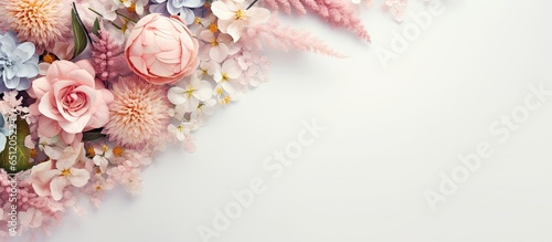 Floral border with room for display isolated pastel background Copy space