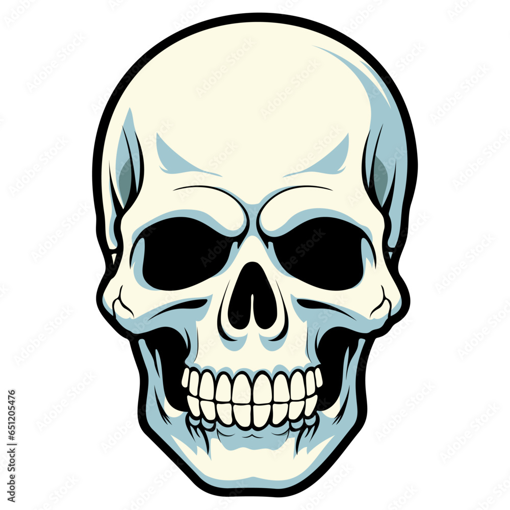 Fototapeta premium Human skull vector illustration. Halloween symbol of death, skeleton head, day of the dead.