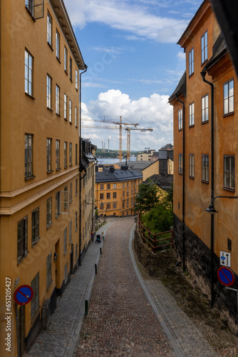 Canvas Print View over Maria Trappgränd, Södermalm, stockholm