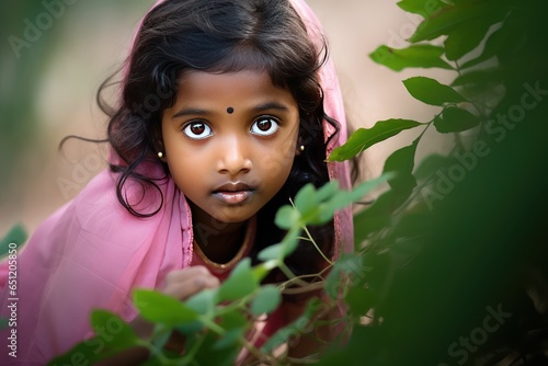 Curious Kerala Girl in Pink Pattu Pavada Explores with Twinkling Eyes photo