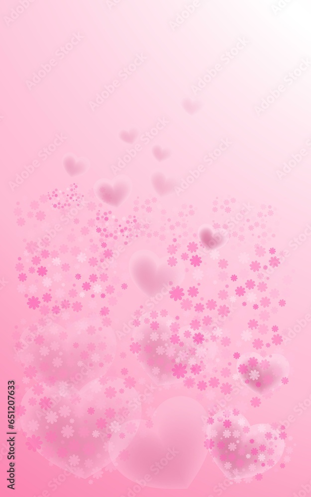 pink cover with flowers and hearts for smartphone. phone design. vertical format. print.