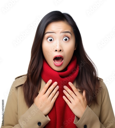 Asian woman with a shocked expression. Great for articles on lifestyle, comedy, shock, surprise, book covers and more. 
