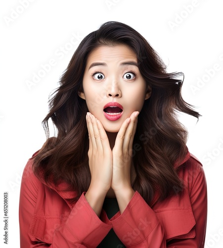 Asian woman with a shocked expression. Great for articles on lifestyle, comedy, shock, surprise, book covers and more. 