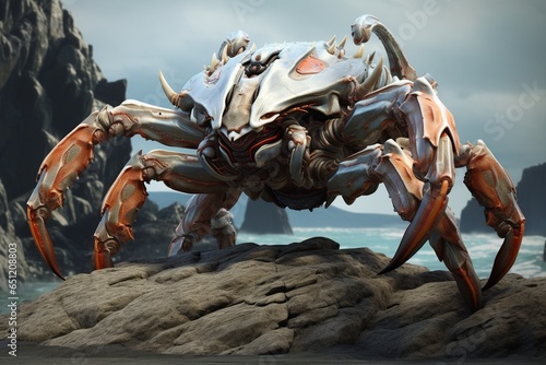 crab on the beach, Generative AI photo