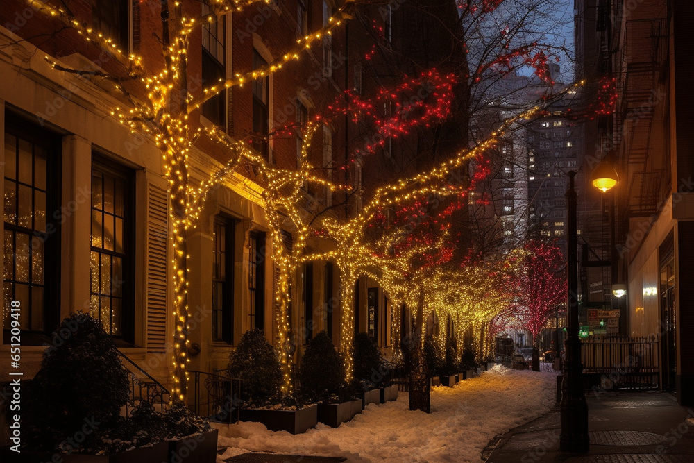 Christmas street in New York. AI Generated