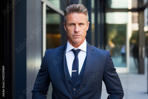 Confident middle-aged Australian man in business attire exudes professionalism