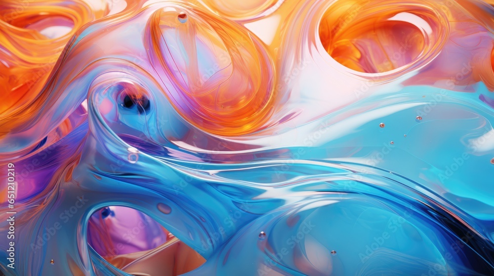 Pink blue and orange wavy transparent melted hot glass background Pink blue and orange wavy transparent melted hot glass background