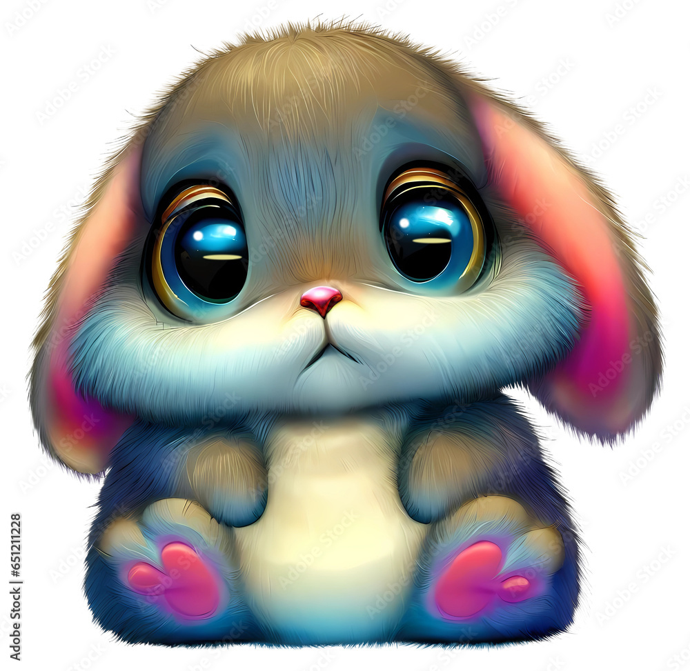 cute sad little rabbit cartoon character