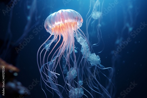 jelly fish in the aquarium, Generative AI © Silvanir