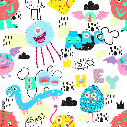 monsters seamless pattern