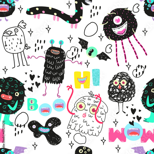 monsters seamless pattern