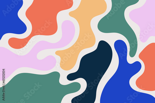 Abstract groovy liquid background. Cool colorful vector design. Trendy aesthetic backdrop with fluid organic shapes. Funky texture in retro 70s style. Pastel colors
