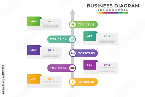modern vertical timeline infographic with place for date icon and text