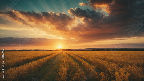 sunset over field © Maksym