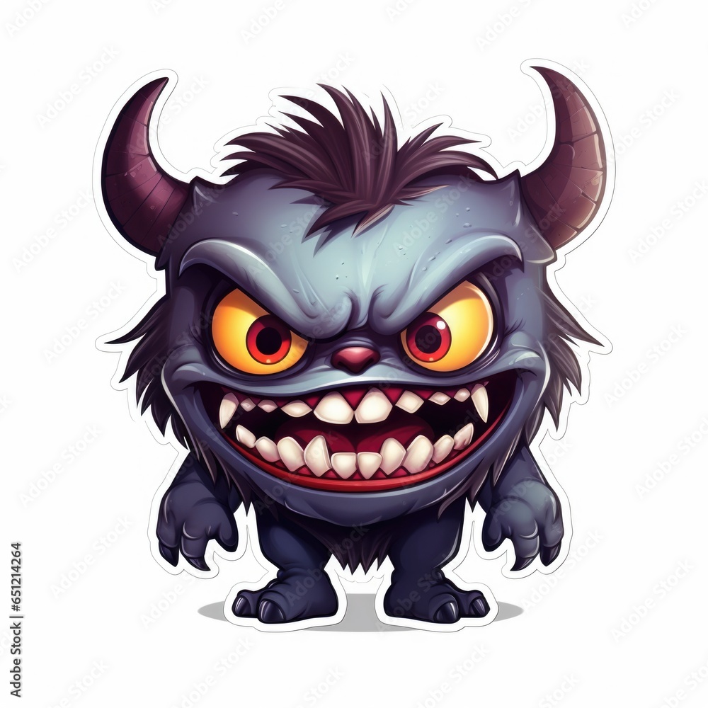 A cartoon monster with big yellow eyes. Digital art. A cartoon monster with big yellow eyes. Digital art.