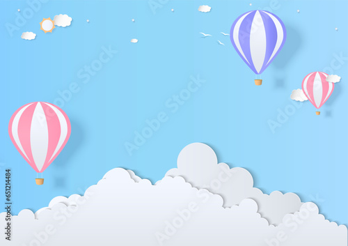 Pastel hot air balloon and cloud