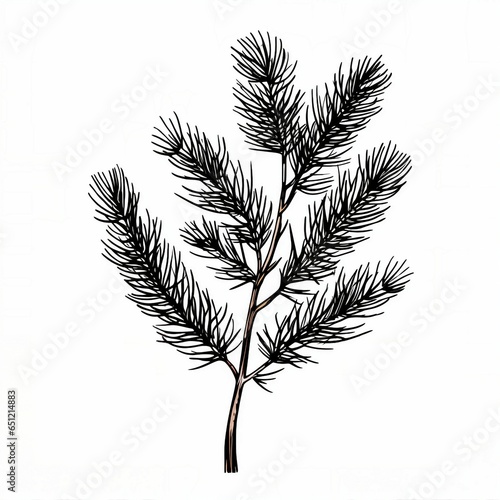 flat fir branch clip art isolated on white background