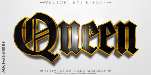 Queen gold text effect, editable royal and shiny text style