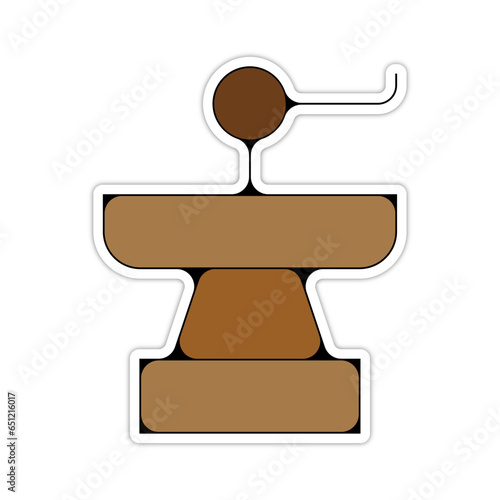 picto logo icones et symbole moulin grinder cafe cafetiere machine a cafe expresso couleur gras marron relief
