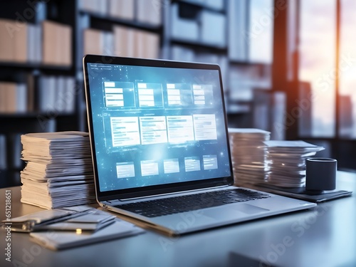 Computer laptop and dashboard for Data document Manage