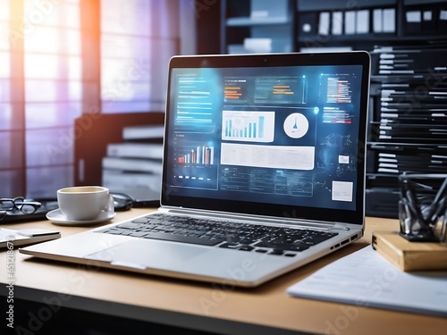 Computer laptop and dashboard for Data document Manage