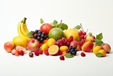 Delicious Variety: Captivating Assortment of Fruits on a White Surface