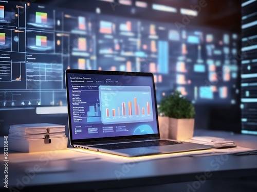 Computer laptop and dashboard for Data document Manage