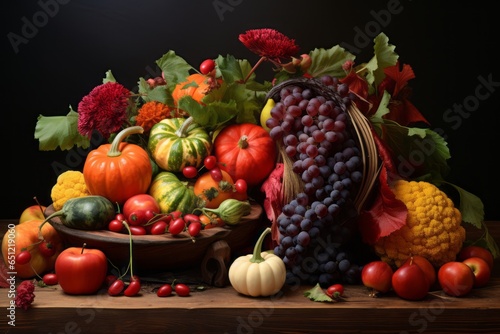 Fall Harvest  Abundant Autumn Ripe Vegetables and Fruits - AR 3 2