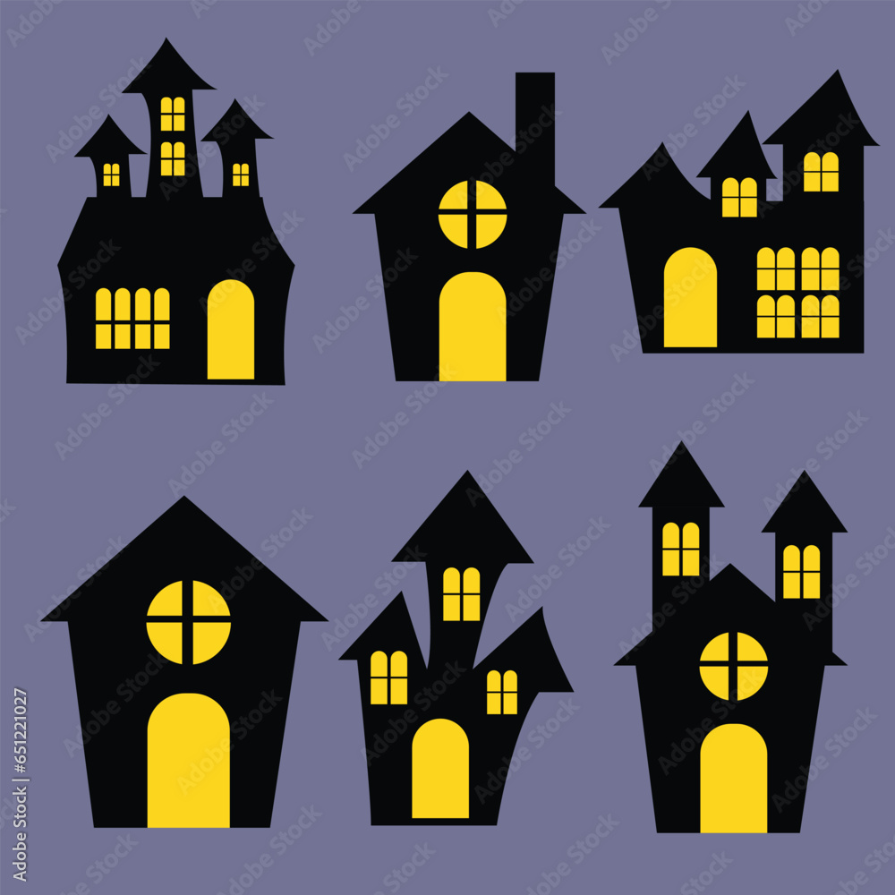 vector flat halloween haunted houses collection