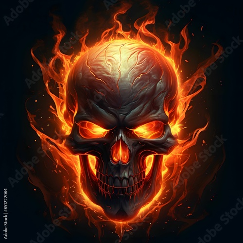 Skull with flame