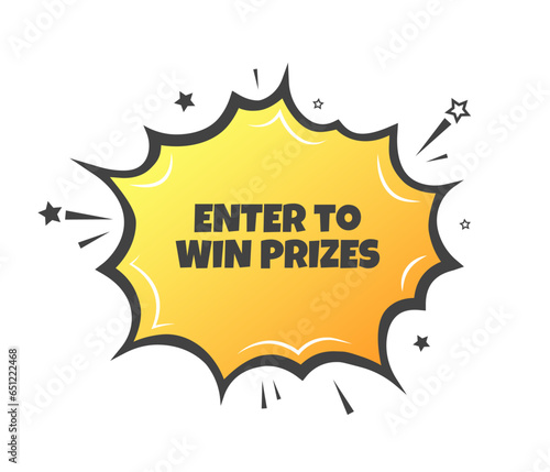 Enter to win prizes explosion. Flat, yellow, enter to win, enter to win prizes. Vector icon