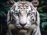 Majestic White Tiger in Close up