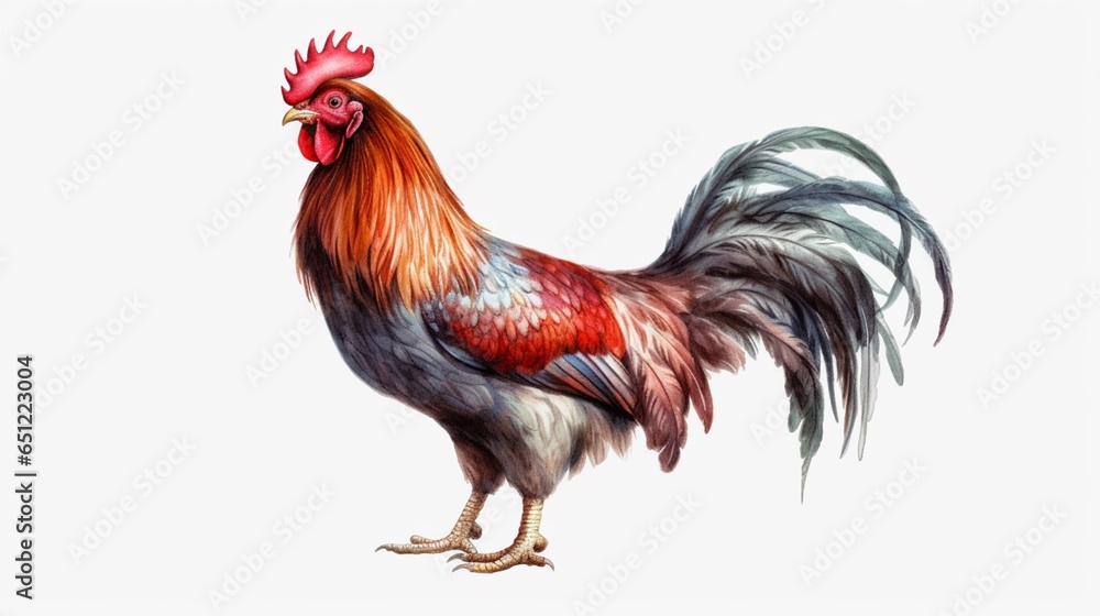 Fototapeta premium a rooster realistic detailed clipart on white background.Generative AI