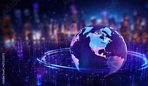 finance company earth in a purple digital world Generative AI