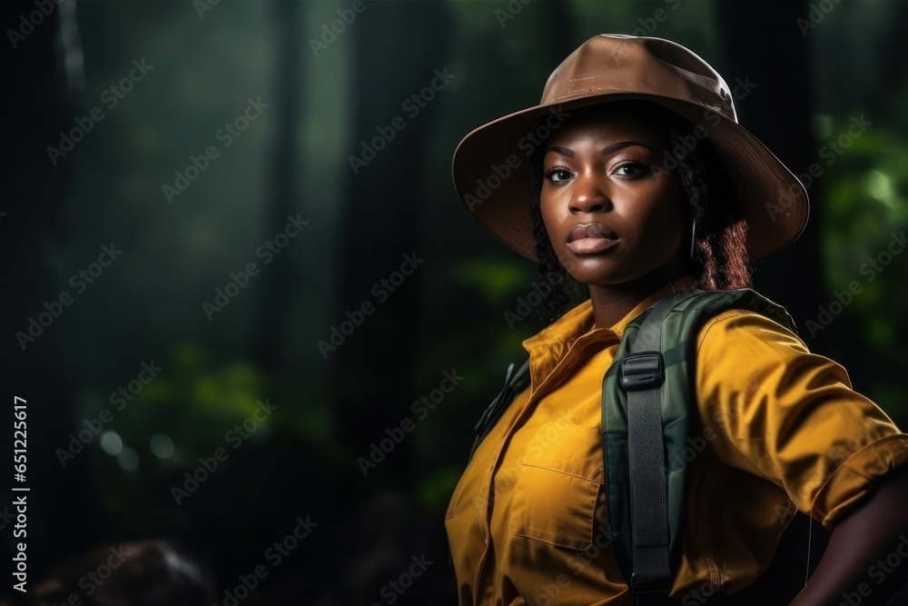 Black Female Forestry Worker Employee Employment Workplace Background Generative AI Black Female Forestry Worker Employee Employment Workplace Background Generative AI