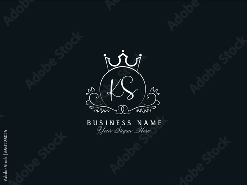 Letter KS Logo Icon Design, Minimal Ks sk Floral Crown Logo Design For You
