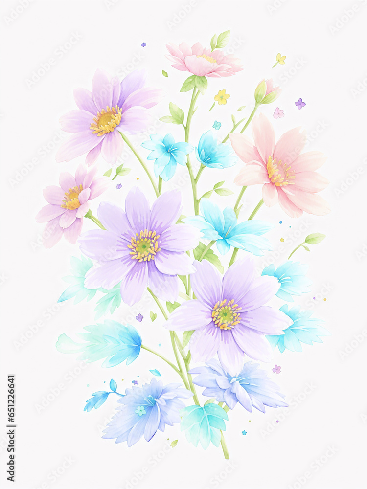 Abstract background with beautiful pastel colored flower and leaf patterns 25