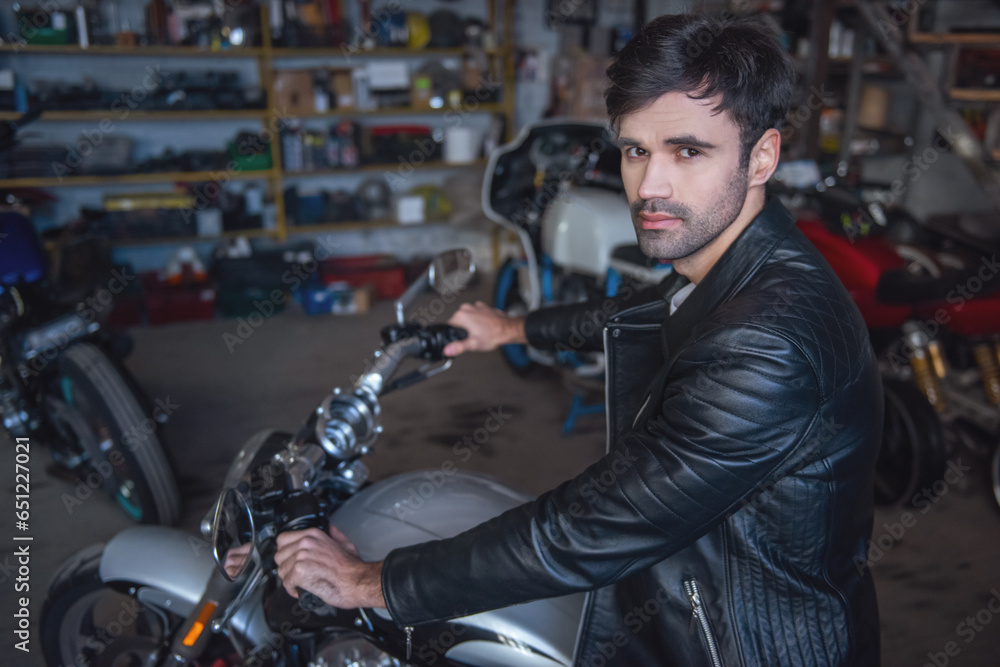 Handsome young biker Handsome young biker