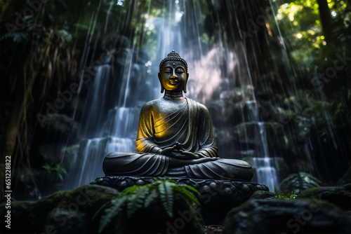 Buddha vor einem Wasserfall © Seegraphie