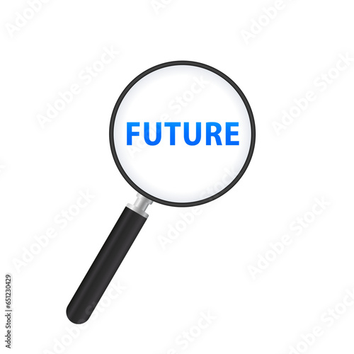 Timeline Concept, Magnifying Optical Glass With Words Future. Vector illustration