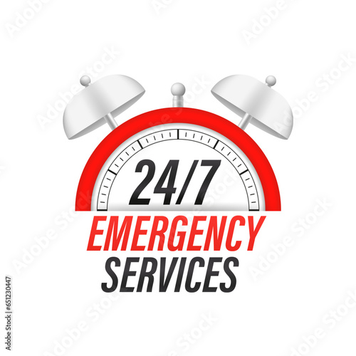 24 7 service. 24-7 open, concept with call icon. Phone Support 24 hours a day and 7 days a week. Support service icon. Vector illustration