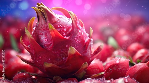  a red flower with drops of water on it's petals.  generative ai