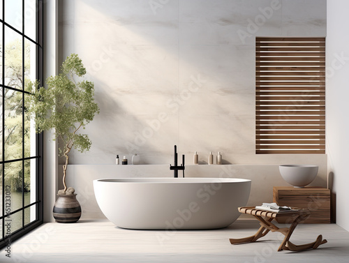 Interior design modern minimal bathroom  interior luxury style  resort or hotel  interior design minimal style  three-dimensional  generative ai.